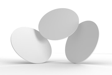 Round Beer Coaster Mockup set, isolated on background. Protection bierdeckel for beer glasses, bottle, can, cup holder. Empty bottle coaster lying template for beverage branding. 3d rendering