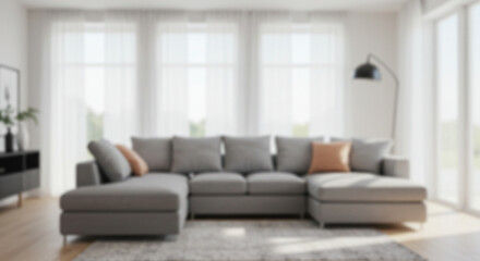 Blured background of modern home living room interior with sofa