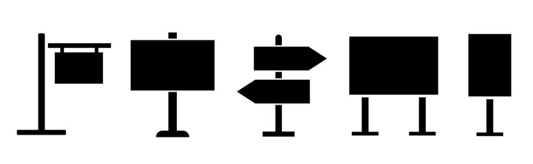 Sign board. Picket sign, demonstration banners, protest placard. Design blank boards with sticks.