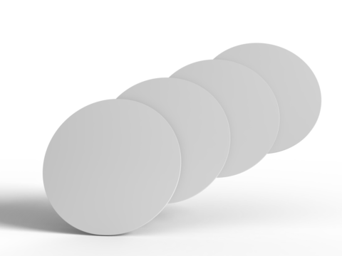 Round drink or beer coaster mockup set, isolated on background. Protection bierdeckel for beer glasses, bottle, can, cup holder. Empty bottle coaster lying template for beverage branding. 3d render