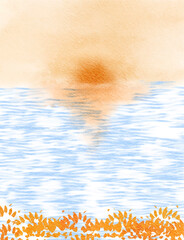 orange blue colorful abstract illustration, background, wallpaper, card invitation design