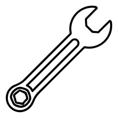 Outline Wrench Icon in Vector Style