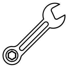 Outline Wrench Icon in Vector Style