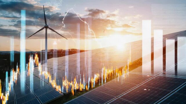 wind turbine and solar panels