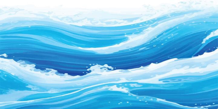 Transparent light blue watercolor ocean wave flowing texture pattern for web banners.  Soft gradient blue watercolor wave transparent background texture for creative banners