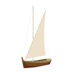 Sailboat retro ship, fishery, travel vessel