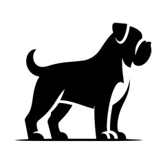dog black and white vector illustration, isolated on white background