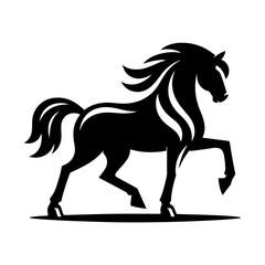 horse black and white vector illustration, isolated on white background