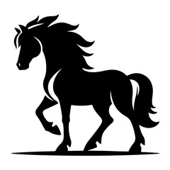 horse black and white vector illustration, isolated on white background