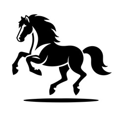 horse black and white vector illustration, isolated on white background