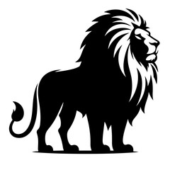 lion black and white vector illustration, isolated on white background