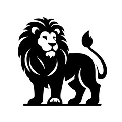 lion black and white vector illustration, isolated on white background