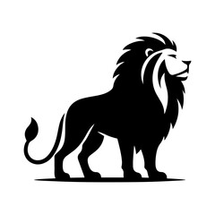 lion black and white vector illustration, isolated on white background