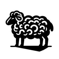 sheep black and white vector illustration, isolated on white background