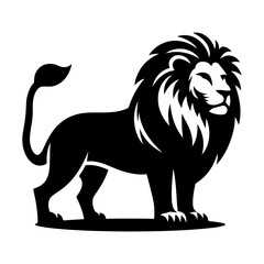 lion black and white vector illustration, isolated on white background