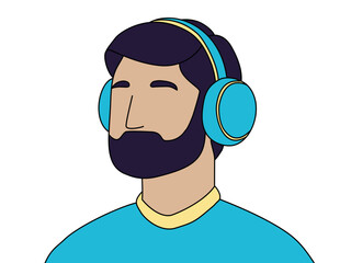 a man listening music, colorful vector illustration