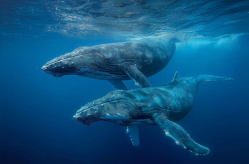 Photo of a humpback whale swimming in the ocean