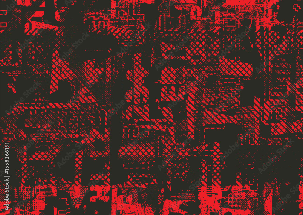 Leinwandbilder Glitch distorted geometric shape . Noise destroyed logo . Trendy defect error shapes . Glitched frame .Grunge textured . Distressed effect .Vector shapes with a halftone dots screen print texture. 