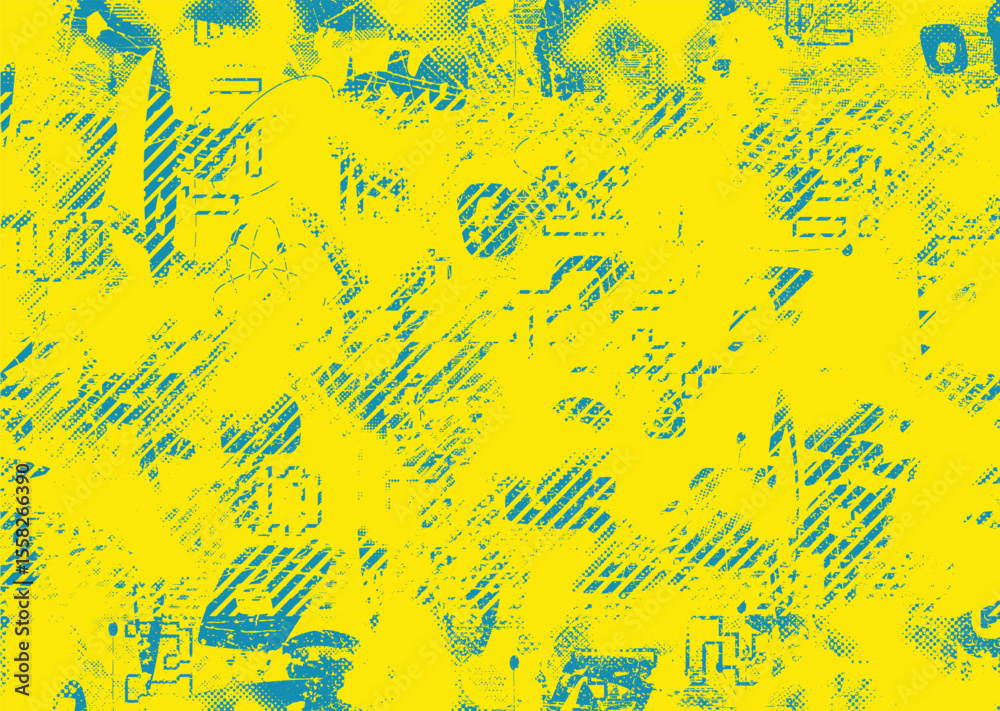 Leinwandbilder Glitch distorted geometric shape . Noise destroyed logo . Trendy defect error shapes . Glitched frame .Grunge textured . Distressed effect .Vector shapes with a halftone dots screen print texture. 