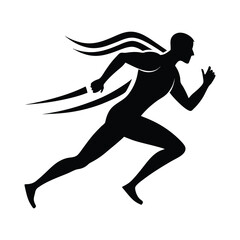 silhouette of an athletic man running with dynamic posture and motion lines