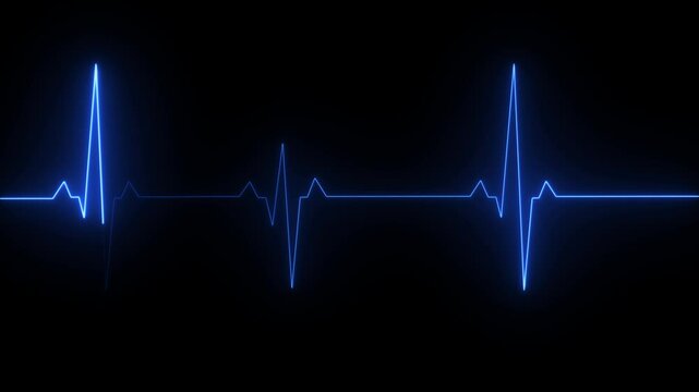 Neon Light Heartbeat Display Screen Medical Research. Cardiogram in heart shape heartbeat heat pulse glowing neon light Neon animation of heartbeat. heart beat on .4k video animation .