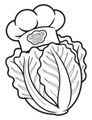 Fototapeta premium A lettuce wearing a chef hat with lettuce chef written on it