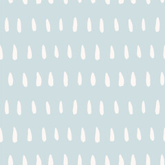 Painted rain waterdrops forming a minimalist simple design in colors of off white on sky blue Abstract seamless vector pattern. Great for home decor, fabric, wallpaper, giftwrap, stationery, packaging