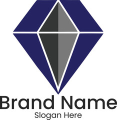 Modern abstract diamond logo design with brand name and slogan placeholder
