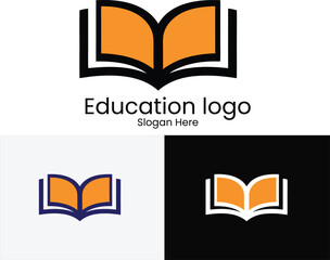 Modern open book logo design for education and learning concepts