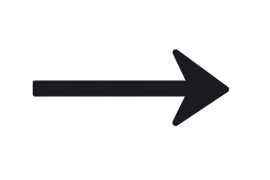 Black arrow icon on a white background representing direction and navigation in flat style design for digital interfaces and applications