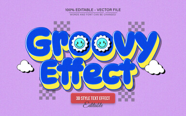 Classic Retro Vintage Blue Groovy 3D Text Effect for Poster, Logo and T-Shirt Template