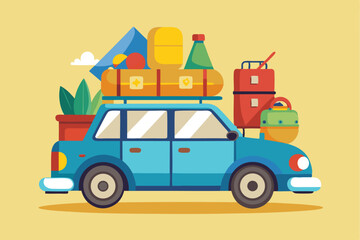 Compact car packed with travel essentials, perfect for a weekend getaway or a road trip full of adventure and exploration