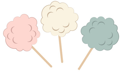 かわいい綿菓子のイラスト素材セット