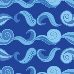 Abstract sea waves vector seamless pattern design