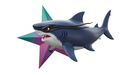 Fototapeta premium Shark with starburst graphic design