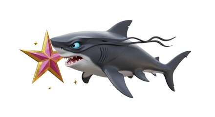 Shark with star illustration