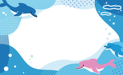 イルカのかわいいマリンイラスト背景フレーム