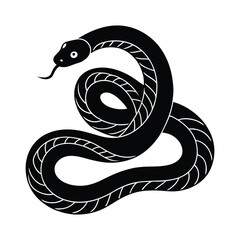 Fototapeta premium Snake coiled vector silhouette illustration
