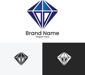 Modern diamond logo design with brand name and slogan placeholder
