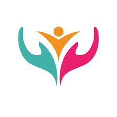 Colorful figures form circle celebrating unity and togetherness.