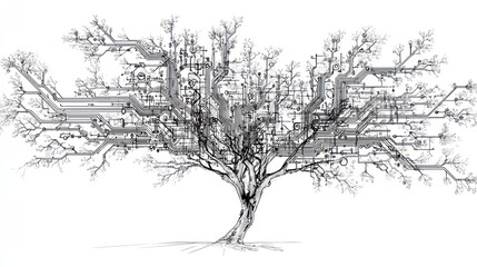 Fototapeta premium Abstract digital tree
