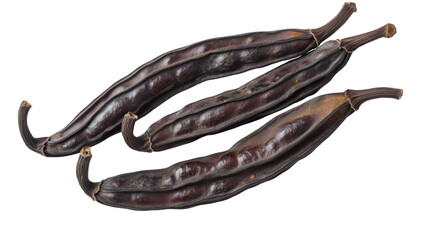 Carob pods on white background