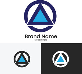 Modern abstract triangle inside circle logo design for brand identity