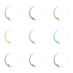  Fishing rod circle icon isolated on white background. Set icons colorful