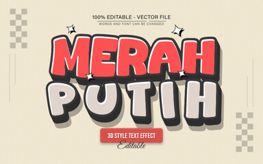 Merah Putih, Red white Retro Vintage Text Effect Editable