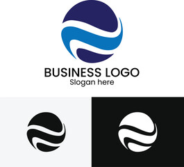 Modern blue and white swoosh globe business logo design