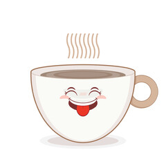 coffee cup playful face cartoon cute