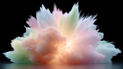 Abstract explosion of thoughts illustrated through colorful fractal bursts, copy space around