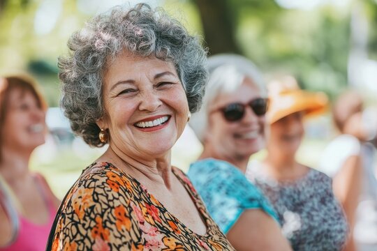 Joyful Moments: Senior Women Enjoying a Carefree Summer Block Party in Their Vibrant Neighborhood Community