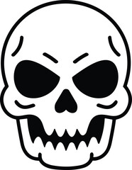 Scary Skull Vector Illustration – Bold Halloween and Horror Line Art Design